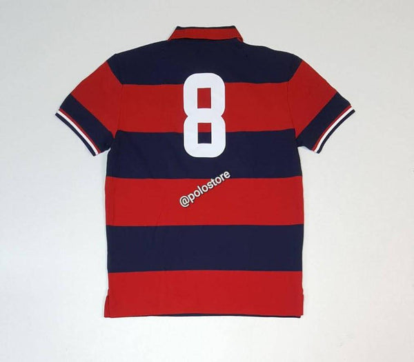Nwt Polo Ralph Lauren Navy/Red England #8 Big Pony Custom Slim Fit Polo - Unique Style