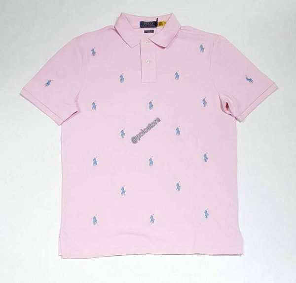 Nwt Polo Ralph Lauren Pink Allover Small Pony Embroidered Classic Fit Polo - Unique Style