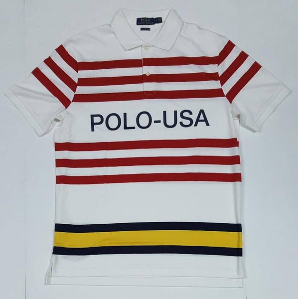 Nwt Polo Ralph Lauren Polo Usa Stripe Classic Fit Polo - Unique Style