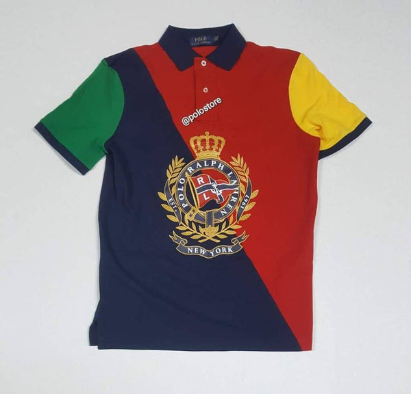 Nwt Polo Ralph Lauren Red/Blue Crest Classic Fit Polo - Unique Style