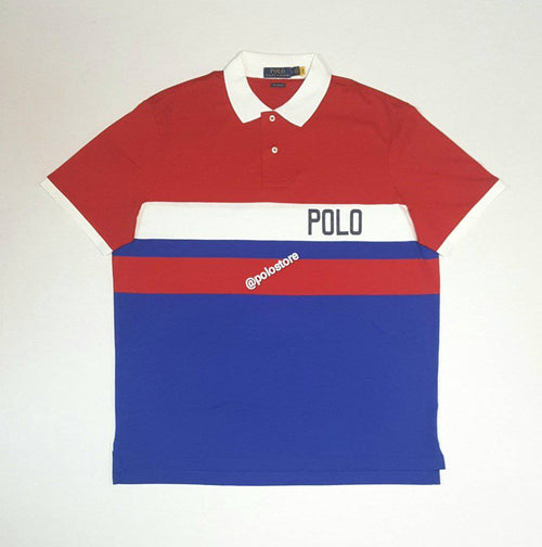 Nwt Polo Ralph Lauren Red/Royal/White Polo On Chest Written Performance Polo - Unique Style