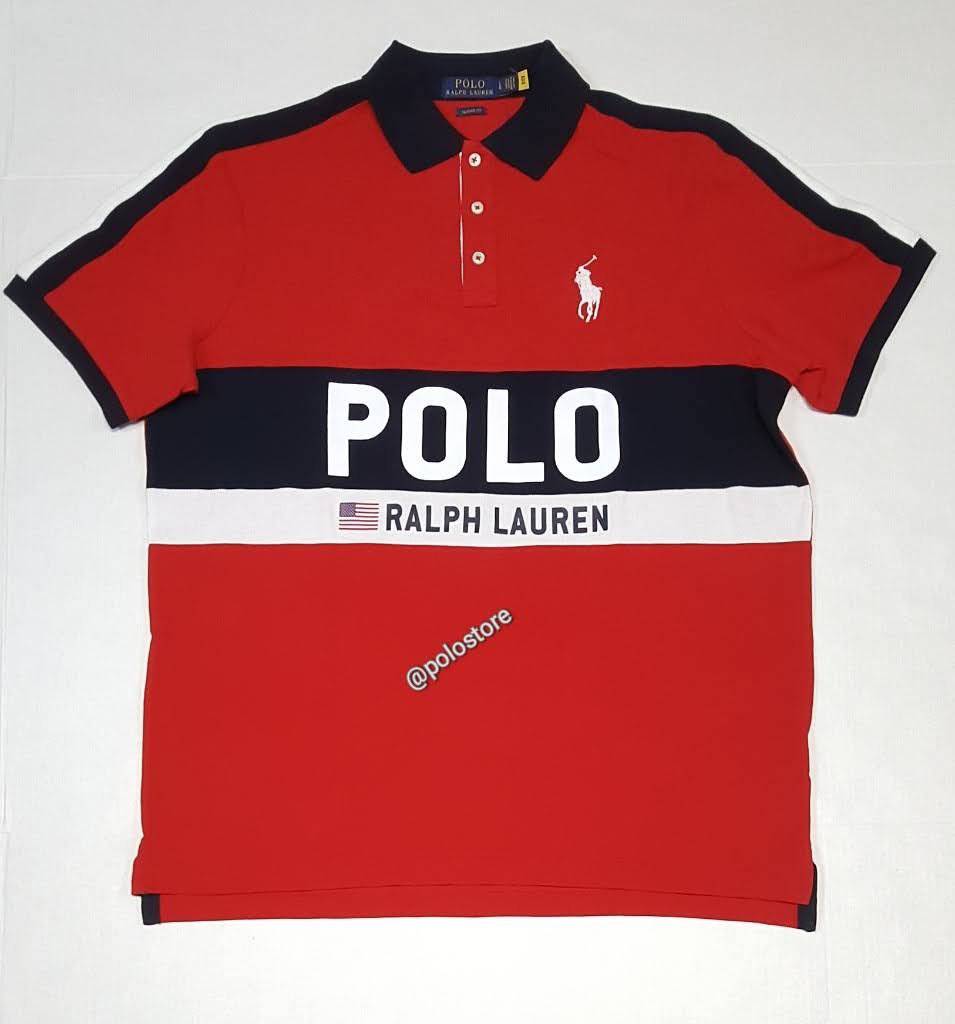 red & white polo shirt