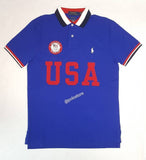 Nwt Polo Ralph Lauren Royal Blue USA Patch Olympics 2021 Custom Slim Fit Polo - Unique Style