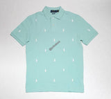 Nwt Polo Ralph Lauren Teal Allover Small Pony Embroidered Classic Fit Polo - Unique Style