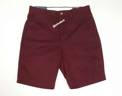 Nwt Polo Ralph Lauren Burgundy Allover Print Small Pony Stretch Classic Fit Shorts - Unique Style