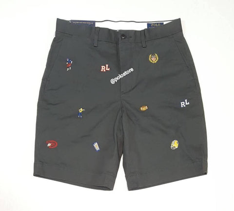 Nwt Polo Ralph Lauren Grey Allover Embroidered Shorts
