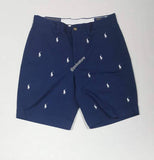 Nwt Polo Ralph Lauren Navy Allover Print Small Pony Stretch Classic Fit Shorts - Unique Style