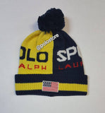 Nwt Polo Ralph Lauren Yellow/Navy Polo Sport Skully - Unique Style