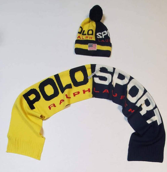 Nwt Polo Ralph Lauren Yellow/Navy Polo Sport Skully - Unique Style