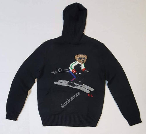 Nwt Polo Ralph Lauren Black Ski Bear Hoodie Sweater - Unique Style