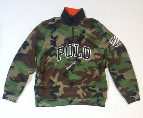 Nwt Polo Ralph Lauren Camo Polo Usa Half Zip Fleece Sweatshirt - Unique Style