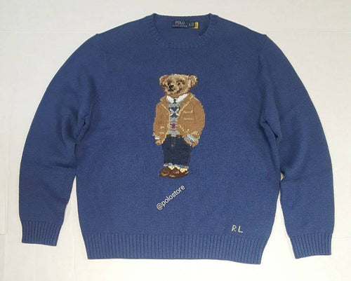 Nwt Polo Ralph Lauren Cobalt Blue Sport Coat Wool Teddy Bear Sweater - Unique Style