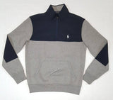 Nwt Polo Ralph Lauren Grey/Navy Small Pony Half Zip Pocket Sweatshirt - Unique Style