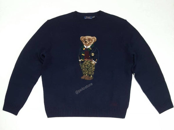 Nwt Polo Ralph Lauren Navy Blue Preppy Bear Wool Sweater - Unique Style