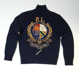 Nwt Polo Ralph Lauren Navy Crest Mock Neck Wool  Sweater - Unique Style
