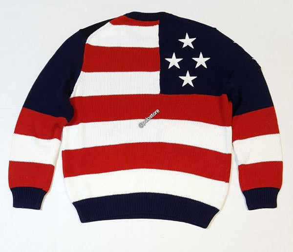 Nwt Polo Ralph Lauren Navy/Red Big Pony American Flag Star Sweater - Unique Style