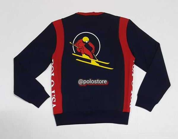 NWT POLO RALPH LAUREN NAVY/RED POLO USA SKIER SWEATSHIRT - Unique Style