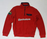 Nwt Polo Ralph Lauren Red Fleece Sportsman Patch Half Zip sweatshirt - Unique Style