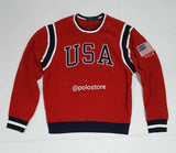 Nwt Polo Ralph Lauren Red USA American Flag Fleece Patch Sweatshirt - Unique Style