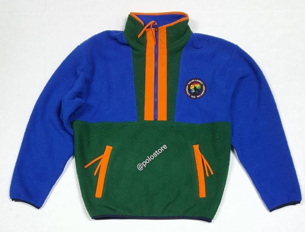 Nwt Polo Ralph Lauren Royal Green Respect The Wilderness Patch Fleece Sweatshirt