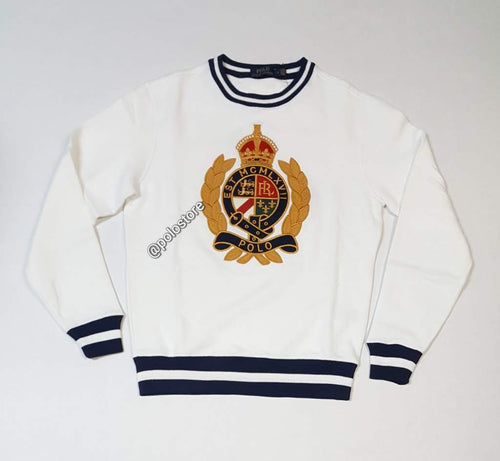 Nwt Polo Ralph Lauren White Embroidered Crest Sweat shirt - Unique Style