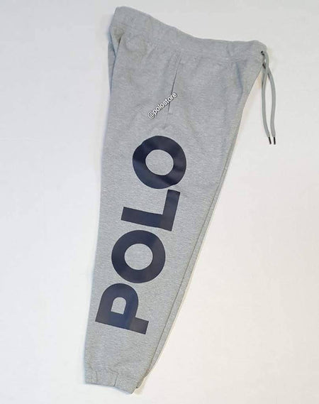 Nwt Polo Ralph Lauren Grey Double Knit Script Patch Joggers