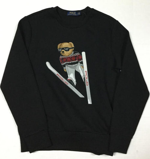 Nwt Polo Ralph Lauren Black Ski Bear Embroidered Sweatshirt - Unique Style