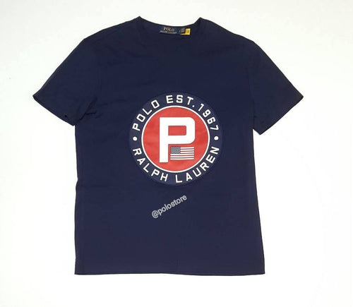 Nwt Polo Ralph Lauren Navy Polo Est 1967 'P' Patch American Flag Tee - Unique Style