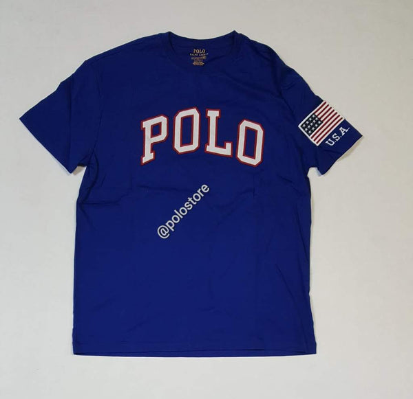 Nwt Polo Ralph Lauren Royal Blue Spellout Patch Usa Classic Fit Tee - Unique Style