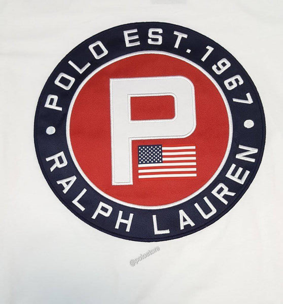 Nwt Polo Ralph Lauren White Polo Est 1967 'P' Patch American Flag Tee - Unique Style