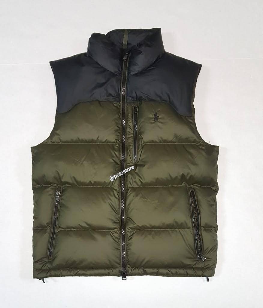 Nwt Polo Ralph Lauren Black/Olive Small Pony Down Vest
