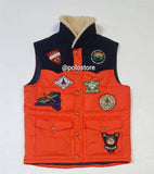 Nwt Polo Ralph Lauren Orange Sportsman Patches Vest - Unique Style